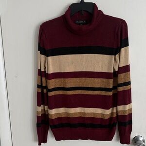 Joseph A Burgundy and Tan Striped Sweater